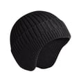 thumbnail image 1 of BLTIBY Women's Winter Ear Beanie Cap Soft Men's Unisex Winter Earflap Hat Ear Flaps Warm Head Covers Knit Thick Casual Black Free Size, 1 of 2