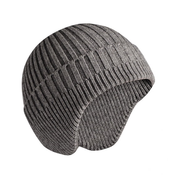 BLTIBY Women's Winter Ear Beanie Cap Soft Men's Unisex Winter Earflap Hat Ear Flaps Warm Head Covers Knit Thick Casual Gray Free Size
