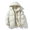 thumbnail image 1 of BLTIBY Women's Winter Warm Puffer Jacket Cropped Zip up Fluffy Quilted Down Jackets with Hood Thicked Lightweight Coat with Pockets Beige M, 1 of 3
