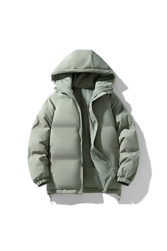 Women's Winter Warm Puffer Jacket Cropped Zip up Fluffy Quilted Down Jackets with Hood Thicked Lightweight Coat with Pockets Gray 4XL