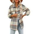 thumbnail image 1 of BLTIBY Women's Winter Wool Coats Fall Winter Plaid Printed Lapel Cardigan Warm Jackets Midi Long Long Sleeve Coats with Pocket Brown M, 1 of 8