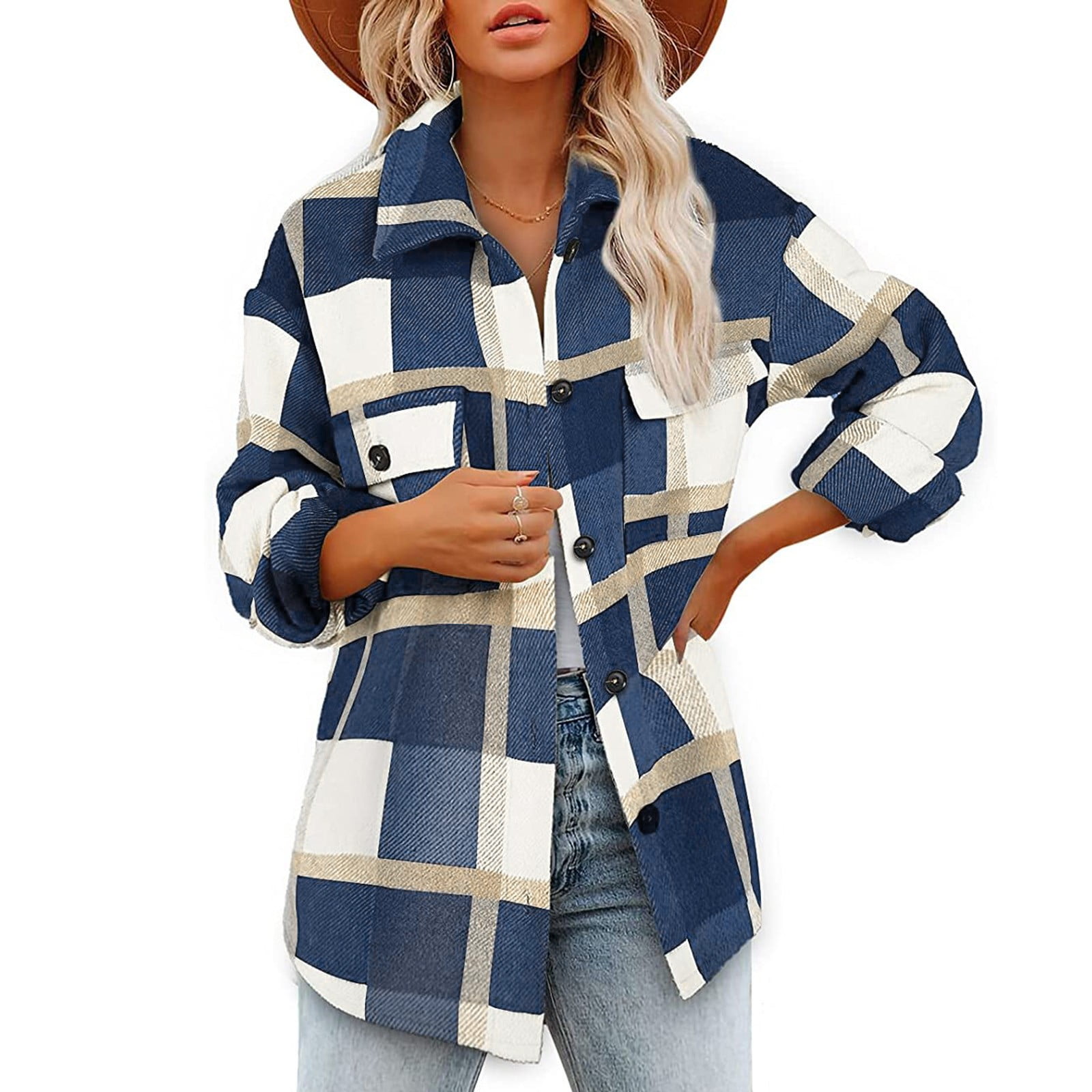 Woolen Long Sleeve Plaid Print Bodycon Coats