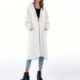 thumbnail image 1 of BLTIBY Women's Zip Up Sweatshirt Jacket Hooded Fall Solid Color Drawstring Long Outwear Lightweight Comfortable Casual Coat with Pockets White 3XL, 1 of 6
