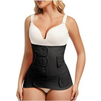 BLTIBY Womens 2 in 1 Postpartum Belly Band Wrap, C-Section Support Belt, Post Partum Support Recovery Waist/Pelvis Belt, Hysterectomy Belly Band Binder Girdle Stomach Black XXL