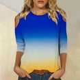 thumbnail image 1 of BLTIBY Womens 3/4 Sleeve Shirts Fall Spring Gradient Printed Round Neck Top Comfy Casual Loose Fashion Pullover Blouse Yellow XL, 1 of 5