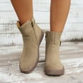 thumbnail image 1 of BLTIBY Womens Ankle Boots Flat Heel Flock Round Toe Buckle Boot Fashion Elegant Comfortable Booties Khaki 37, 1 of 8