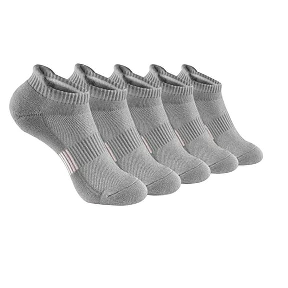 BLTIBY Womens Ankle Socks 5 Pairs Running Athletic No Show Socks With Tab Thicked Warm for Outdoor Gray L