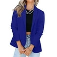 thumbnail image 1 of BLTIBY Womens Blazer Fall Winter Solid Color Casual Button Cardigan Coat Long Sleeve Open Front Blazers Jacket Lightweight Business Work Suits with Pockets Blue S, 1 of 6