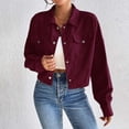 thumbnail image 1 of BLTIBY Womens Bomber Corduroy Jacket Fall Button Down Cropped Lapel Coat Lightweight Trendy Casual Outwear Fshion Wine XL, 1 of 6
