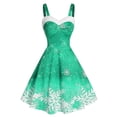 thumbnail image 1 of BLTIBY Womens Christmas Camisole Dresses Snowflake Print Furry Trim Vintage V-Neck Dress Mrs Santa Claus Holiday Cocktail Party Sleeveless Swing Dress A-Line Midi Outfits 2024 Mint Green XL, 1 of 2
