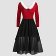thumbnail image 1 of BLTIBY Womens Christmas Dress Long Sleeve Vintage Mrs Claus Xmas Costumes A-Line Mesh Irregular Swing Party Holiday Cocktail Dresses Red 2 L, 1 of 5