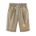 thumbnail image 1 of BLTIBY Womens Cotton Linen Shorts Casual Printed Summer Ladies Drawstring High Waisted Elastic Waist Athletic Running Shorts with Pockets Lightweight Fashion Short Pants 2024 Khaki M, 1 of 6