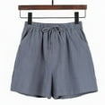 thumbnail image 1 of BLTIBY Womens Cotton Linen Shorts Solid Color Summer Elastic Waist Drawstring Short Pants with Pockets for Walking Exercise Casual Fashion Gray XXL, 1 of 4