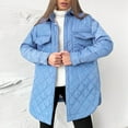 thumbnail image 1 of BLTIBY Womens Diamond Quilted Puffer Jacket Lightweight Padding Oversize Coat with Pockets Button Down Warm Winter Outwear with Belt Sky Blue M, 1 of 6