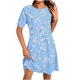 thumbnail image 1 of BLTIBY Womens Dresses Short Sleeve Spring Summer Mini Dress Round Neck Printed Casual Fashion Dresses Knee Length 2025 Multicolor 9 S, 1 of 4