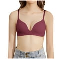 thumbnail image 1 of BLTIBY Womens Everyday Bras Push Up Comfortable Wireless Bralettes V Neck Seamless Bra Smooth Brassiere Wire Free Basic Bras Wine XS, 1 of 9