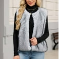 thumbnail image 1 of BLTIBY Womens Faux Fur Cardigan Vest Fall Winter Crewneck Sleeveless Open Front Top Fuzzy Coat Fluffy Jacket Windproof Warm Soft Gray L, 1 of 9