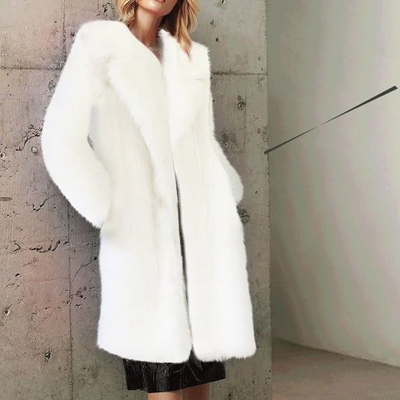 BLTIBY Womens Faux Fur Jacket Sherpa Fleece Long Sleeve Cardigan Casual Jackets Open Front Warm Fluffy Coat Comfortable Outwear White 3XL