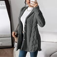 thumbnail image 1 of BLTIBY Womens Fleece Jacket Casual Button Up Fuzzy Hooded Long Sleeve Cardigan Sweaters Warm Fleece Coat Outerwear Dark Gray M, 1 of 8
