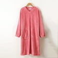 thumbnail image 1 of BLTIBY Womens Fleece Robe Plush Long Sleeve V Neck Bathrobe with Pockets Warm Soft Pullover Bathrobes Fashion Comfortable Pink M, 1 of 7