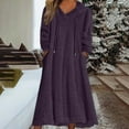 thumbnail image 1 of BLTIBY Womens Fuzzy Fleece Hoodie Night Dress Casual Long Sleeve Hooded Drawstring Sleepwear Nightgowns with Pockets Purple M, 1 of 5