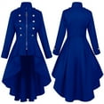 thumbnail image 1 of BLTIBY Womens Gothic Vintage Trench Jacket Winter Fall Solid Colour Button Steampunk Victorian Swallow Tail Fashion Y2K Long Sleeve Coat Blue XL, 1 of 2