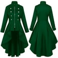 thumbnail image 1 of BLTIBY Womens Gothic Vintage Trench Jacket Winter Fall Solid Colour Button Steampunk Victorian Swallow Tail Fashion Y2K Long Sleeve Coat Green XL, 1 of 2