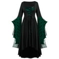 thumbnail image 1 of BLTIBY Womens Gowns Dress Halloween Renaissance Victorian Gothic Lace Dresses Bat Sleeve Waist Lace Up Retro Courtwear Green 3XL, 1 of 4