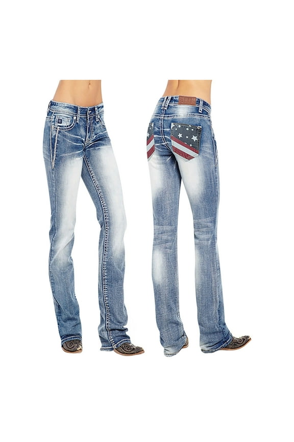 Womens Jeans High Waisted Trendy Baggy Fashion Solid Color Button Straight Leg Stretch Skinny Slimming Long Denim Pants Slouchy with Pockets 2024 Blue2 S