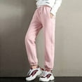thumbnail image 1 of BLTIBY Womens Jogger Pants Solid Color Fleece Thicked Casual Straight Wide Leg Drawstring Trousers Fall Winter Workout Running Sweatpants with Pockets Pink XXL, 1 of 6