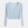 thumbnail image 1 of BLTIBY Womens Long Sleeve Button Shirts Spring Fall V Neck Tops Casual Fashion Comfortable Pullover Blouse Blue Free Size, 1 of 6