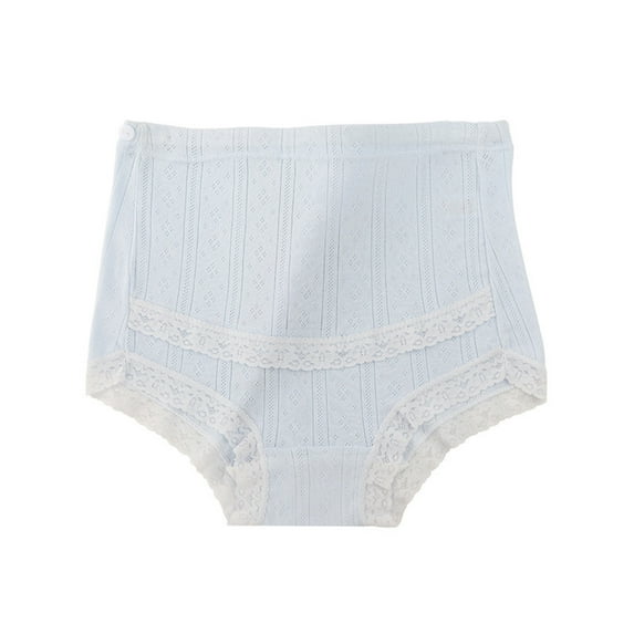 BLTIBY Womens Maternity Triangle Panties with Abdominal Support Solid Color High Waisted Cotton Comfortable Soft Briefs Blue L