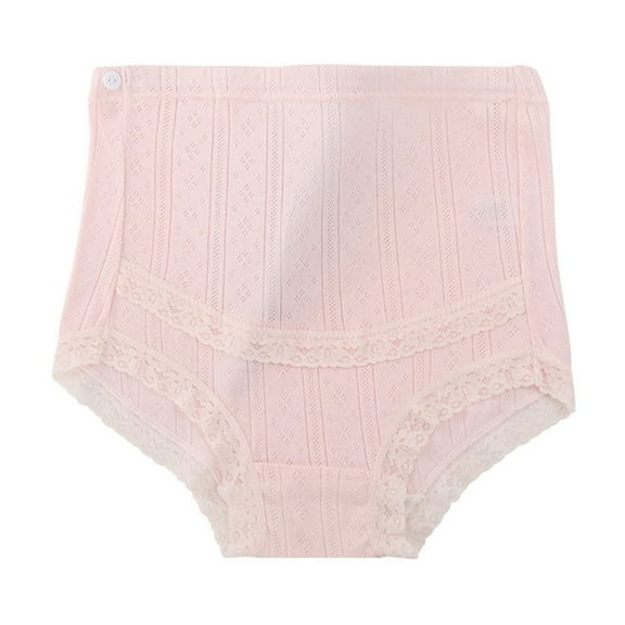 BLTIBY Womens Maternity Triangle Panties with Abdominal Support Solid Color High Waisted Cotton Comfortable Soft Briefs Pink 4XL