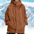 thumbnail image 1 of BLTIBY Womens Mens Raincoat Hooded Waterproof Oversized Coat Lightweight Zip Up Jacket Windbreaker with Zip Pockets for Outdoor Brown XXL, 1 of 9