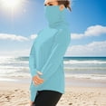 thumbnail image 1 of BLTIBY Womens Mens UPF50+ Long Sleeve Shirts UV Protection Solid Color Lightweight Ice Silk Sunscreen Cool Tops with Mask Sky Blue M, 1 of 8
