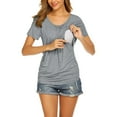 thumbnail image 1 of BLTIBY Womens Nursing Tops Maternity Solid Colour Summer Spring Short Sleeve Round Neck Blouse Breastfeeding Pregnancy ClothesDark Gray S, 1 of 4