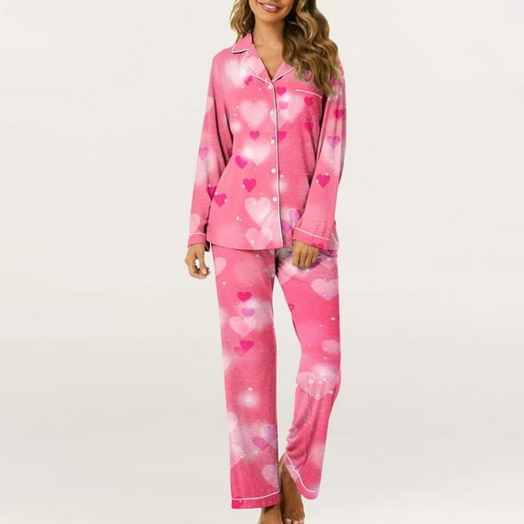BLTIBY Womens Pajamas Sets 2 Piece Lounge Set Printed Long Sleeve Tops Long Pants Soft Pjs Loungewear Fashion Comfortable Homewear Multicolor 4 3XL