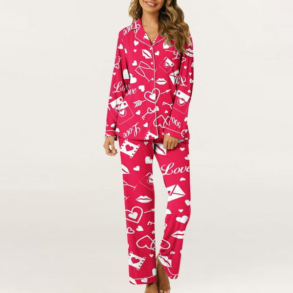 BLTIBY Womens Pajamas Sets 2 Piece Lounge Set Printed Long Sleeve Tops Long Pants Soft Pjs Loungewear Fashion Comfortable Homewear Multicolor M