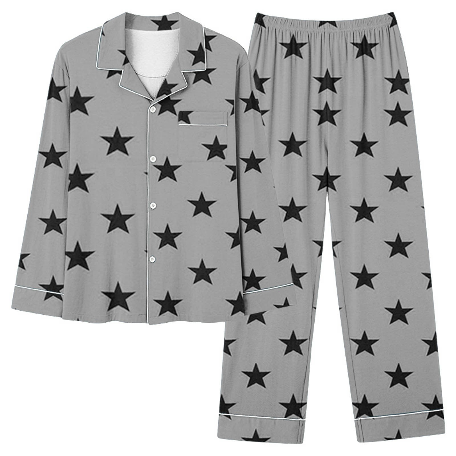 Pjmlifecoco Women's Button-Down Pajama Set - V-Neck Lounge Sleepwear, Gray, X-Large, 95% Polyester 5% Spandex - View #7