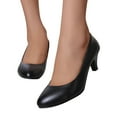 thumbnail image 1 of BLTIBY Womens Pointed Toe Solid Color Low Heeled Dress Shoes Ladies Shallow Mouth glossy Shoes 2025 Work Leather Khaki 39, 1 of 5