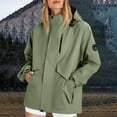 thumbnail image 1 of BLTIBY Womens Raincoat Hooded Waterproof Oversized Coat Lightweight Zip Up Button Jacket Windbreaker with Pockets for Outdoor Green XL, 1 of 9