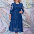 thumbnail image 1 of BLTIBY Womens Sequin Dress Lace Embroidery 3/4 Sleeve Round Neck Dresses Evening Gown Sheer Knee Length Elegant Cocktail Dress Oversized Blue 3XL, 1 of 7