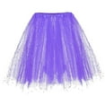 thumbnail image 1 of BLTIBY Womens Sequin Skirt Solid Color Elastic Waist Dancing Dress Princess Mesh Tulle Above Knee Skirts Fashion Elegant Dress Purple One Size, 1 of 5