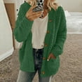 thumbnail image 1 of BLTIBY Womens Sherpa Jacket Fall Winter Fleece Sweater Button Up Coat with Pockets Casual Fuzzy Cardigan Outwear Green M, 1 of 6