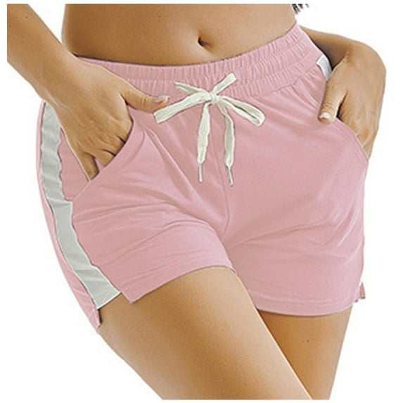 BLTIBY Womens Shorts Casual Summer Elastic Waist Drawstring Comfy Casual Fashion Loose Wide Leg Beach Shorts Lightweight Short Pants with Pockets 2024 Pink XL