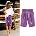 thumbnail image 1 of BLTIBY Womens Shorts Summer Printed Elastic Waist Drawstring Short Pants for Casual Walking Exercise Shorts with Pockets Fashion 2025 Purple XXL, 1 of 4