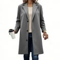 thumbnail image 1 of BLTIBY Womens Single-Breasted Coat Fall Winter Wool Blend Notched Lapel Collar Over Coats Long Trench Overcoat Jackets Dark Gray S, 1 of 6