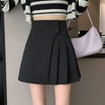 thumbnail image 1 of BLTIBY Womens Skirts High Waisted Solid Color A-line Pleated Mini Skater Skirt Fashion Versatile Casual Skorts Gray XL, 1 of 2