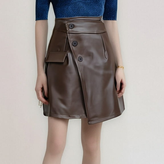 BLTIBY Womens Skirts High Waisted Solid Color A-line Pleated Mini Skater Skirt Fashion Versatile Casual Skorts with Safety Pants Coffee 2 S