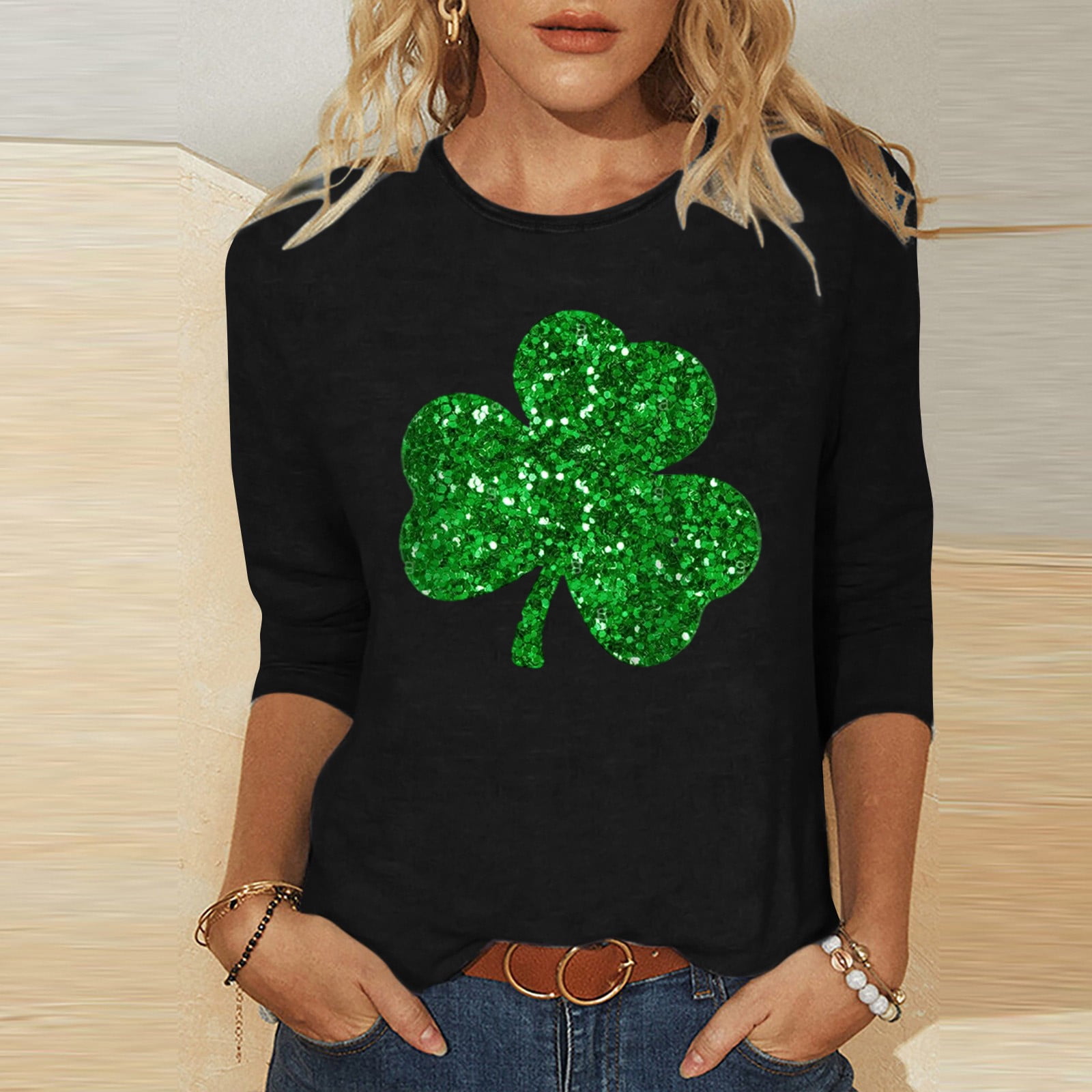 Womens St Patricks Day Shirt Lucky Womens St Patricks Day Holiday T-Shirt Green Lucky Shamrock Clover Tee Irish Green Shirt - Foto 13